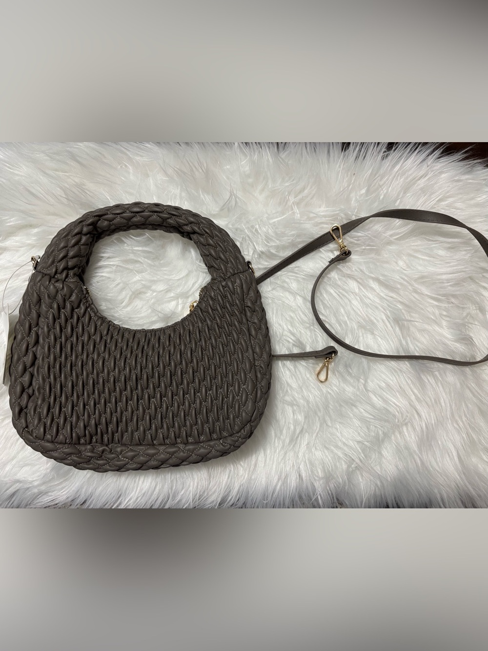 H&M Braided Crescent Shoulder Bag in Dark Brown